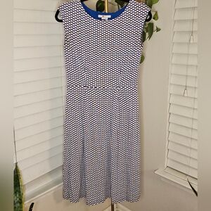 Boden Blue and White A-Line Midi Dress